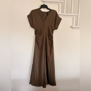 Mango olive green Maxi Dress with V-Neck